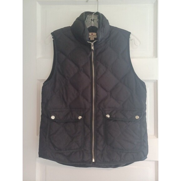 Woolrich black quilted puffer vest womens S zipper pockets down filled classic - Picture 1 of 10